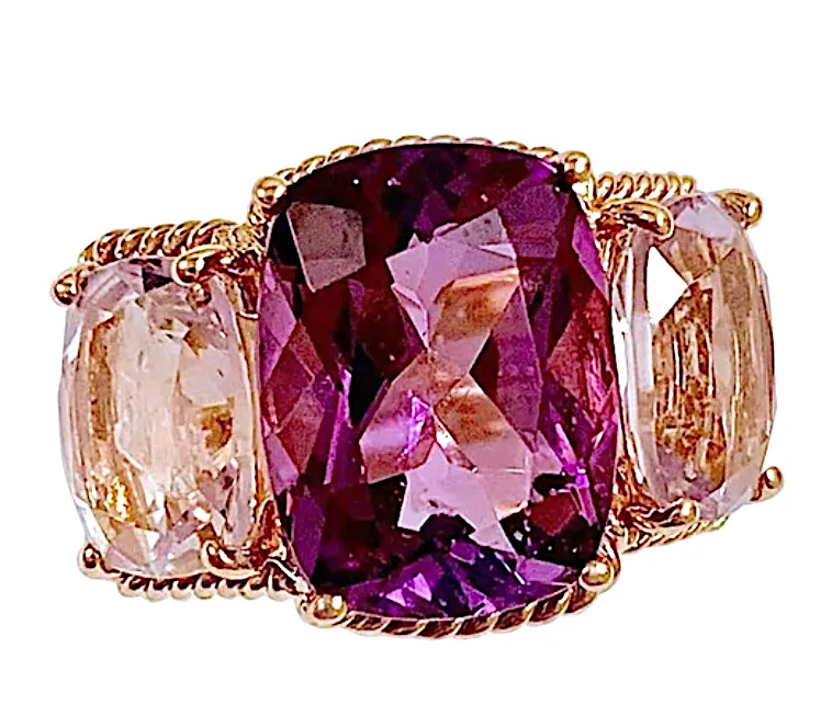 Medium GUM DROP™ Ring with Kunzite and Rock Crystal and Diamonds