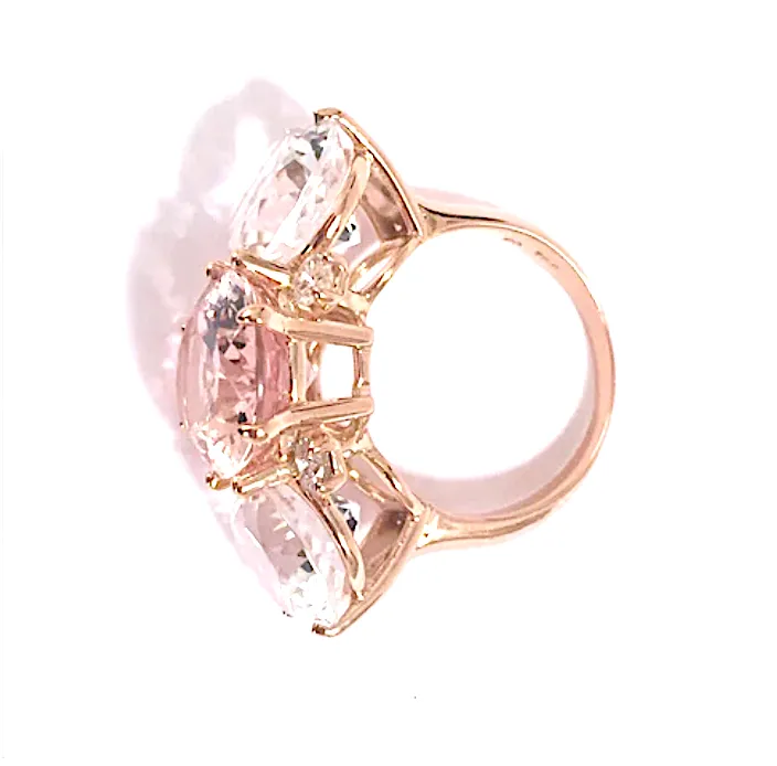 Medium GUM DROP™ Ring with Kunzite and Rock Crystal and Diamonds