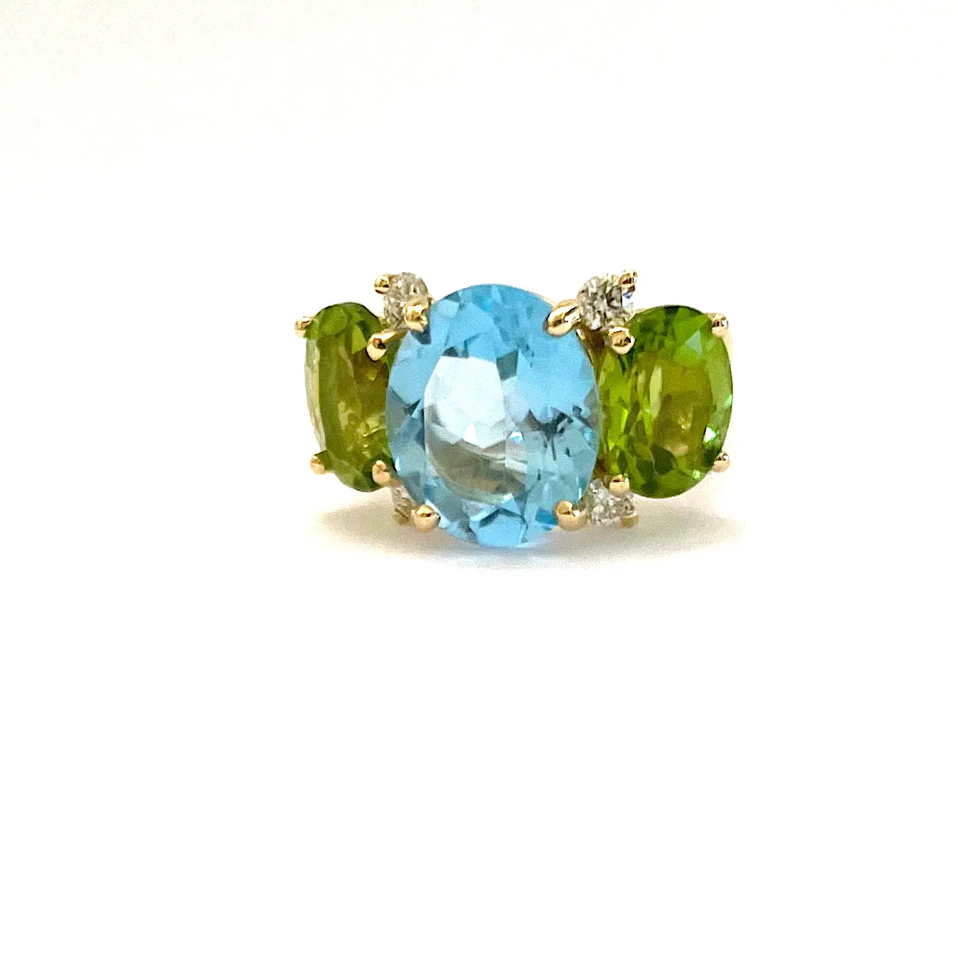 Medium GUM DROP™ Ring with Pink Topaz and Peridot and Diamonds