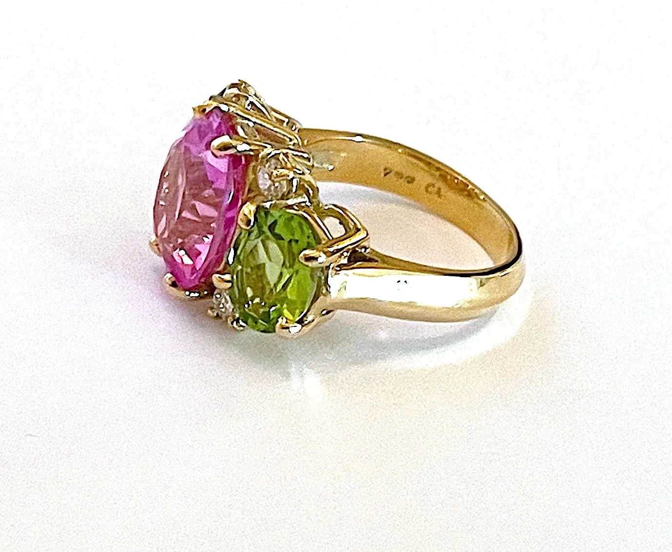 Medium GUM DROP™ Ring with Pink Topaz and Peridot and Diamonds