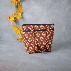 Medium Size Handbag Dark Brown Colour with White Prints