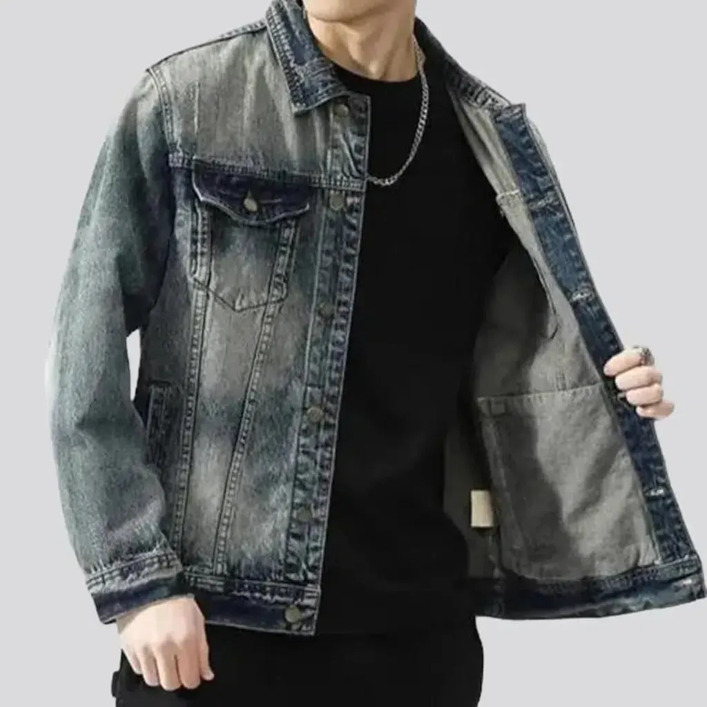 Medium-wash fashion jeans jacket