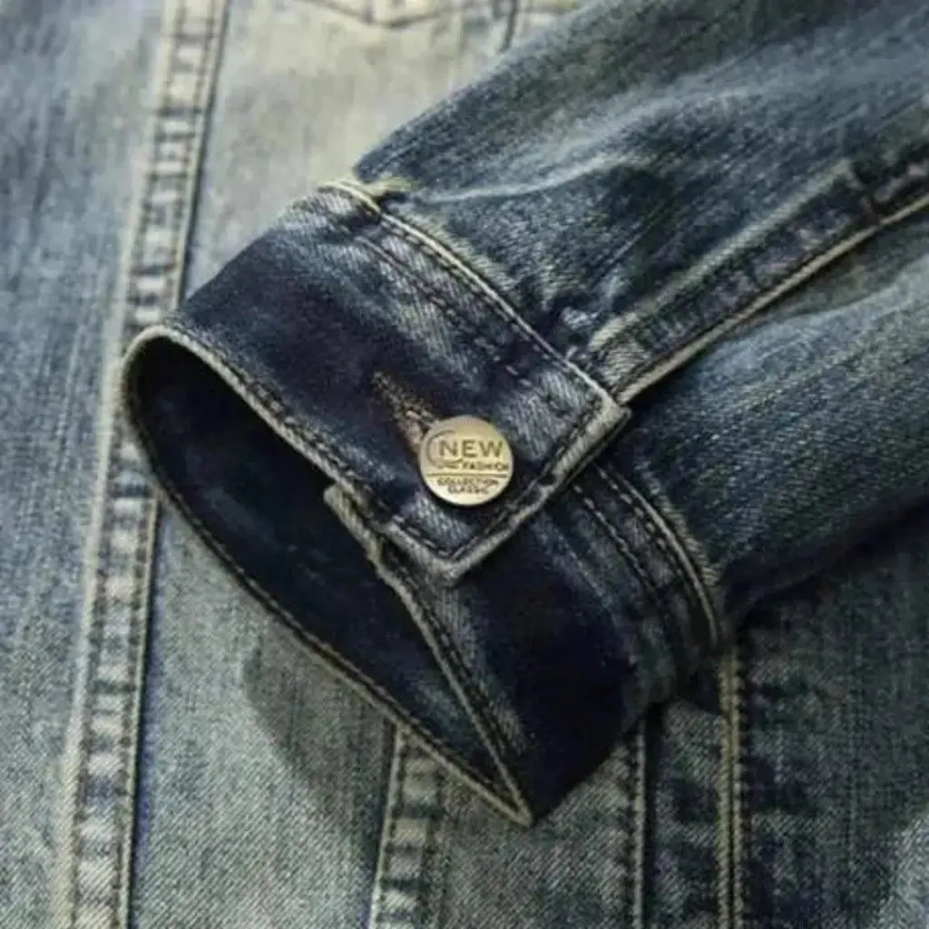 Medium-wash fashion jeans jacket