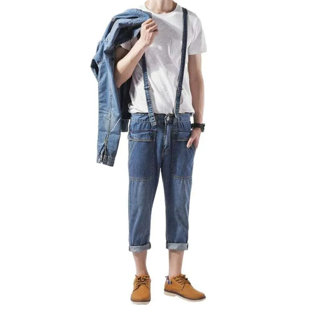 Medium wash men's jeans jumpsuit