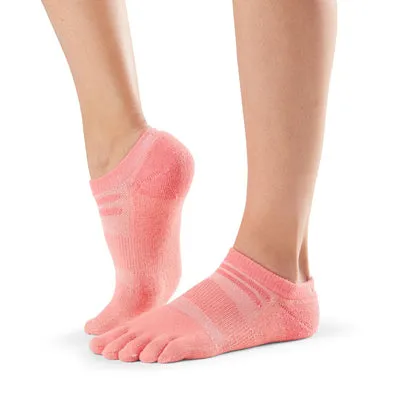 Medium Weight No Show Toe Socks - Coral