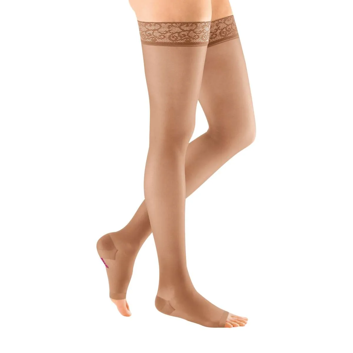 mediven sheer & soft 15-20 mmHg thigh lace topband open toe standard