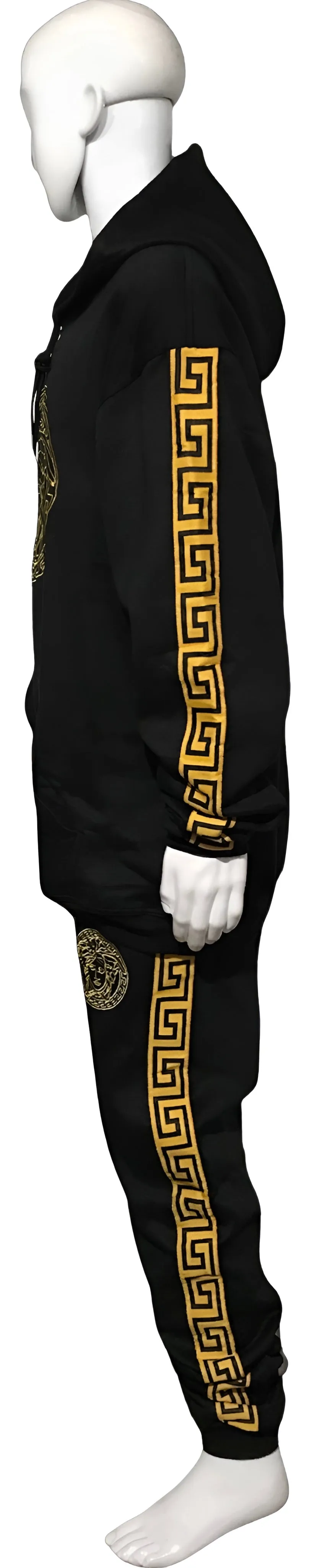 ^MEDUSA STYLE^ (BLACK-GOLD) HOODED SWEATSUITS (UNISEX) (EMBROIDERED LOGOS) ~LUXURY~