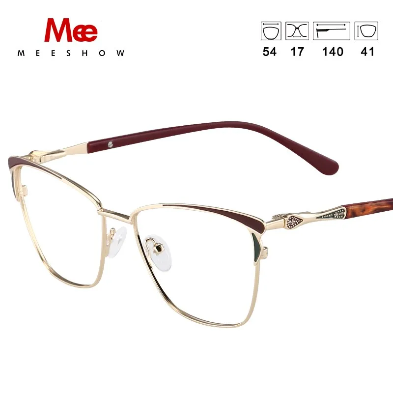 Meeshow Women's Full Rim Cat Eye Titanium Alloy Eyeglasses 6920