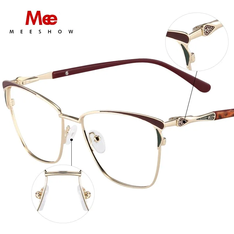 Meeshow Women's Full Rim Cat Eye Titanium Alloy Eyeglasses 6920