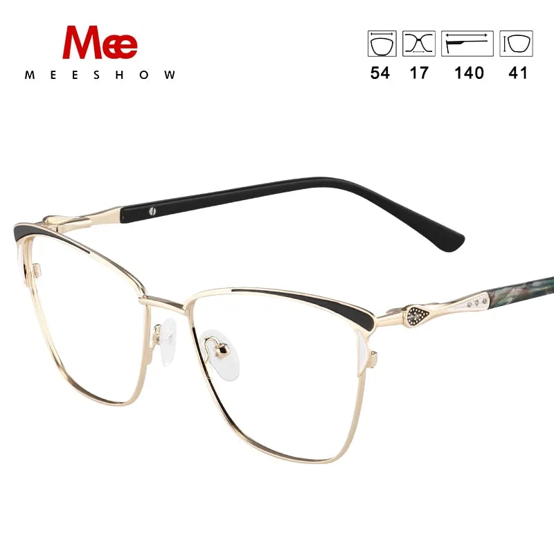 Meeshow Women's Full Rim Cat Eye Titanium Alloy Eyeglasses 6920