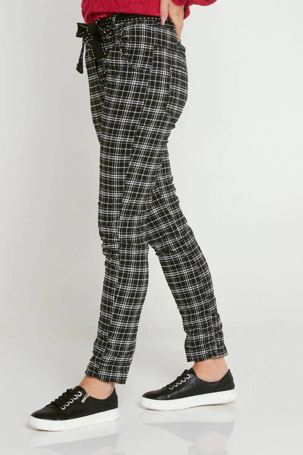 Megan Pants - Black/White Tartan