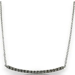 Meira T Diamond Encrusted Bar Necklace 14KT 585 White Gold