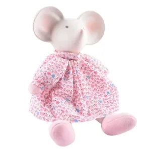 Meiya & Alvin Meiya the Mouse Rubber Head Teether Toy in Floral Pink Dress