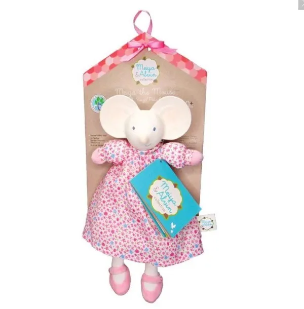 Meiya & Alvin Meiya the Mouse Rubber Head Teether Toy in Floral Pink Dress