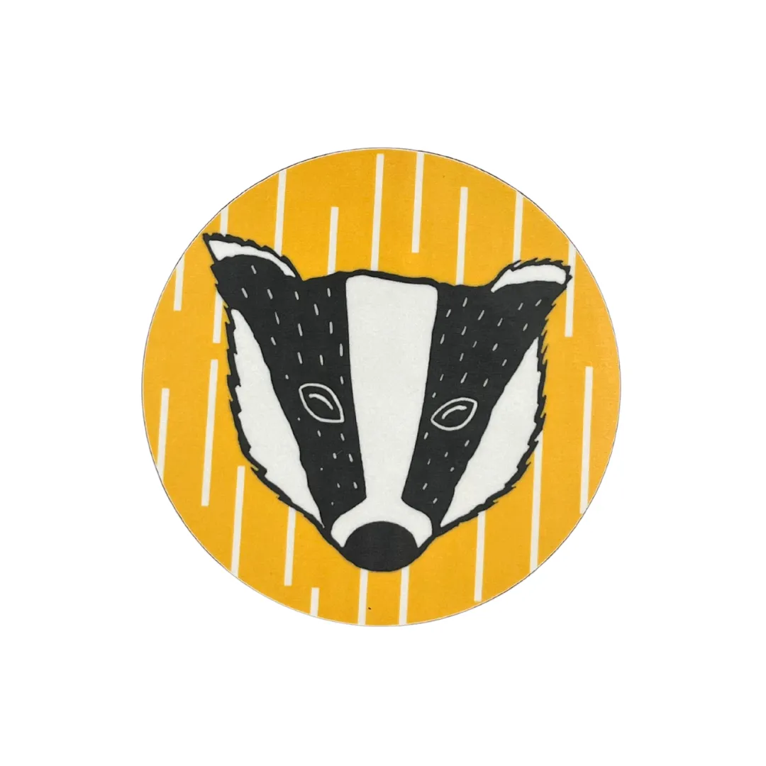 MELAMINE YELLOW BADGER COASTER (ROUND)