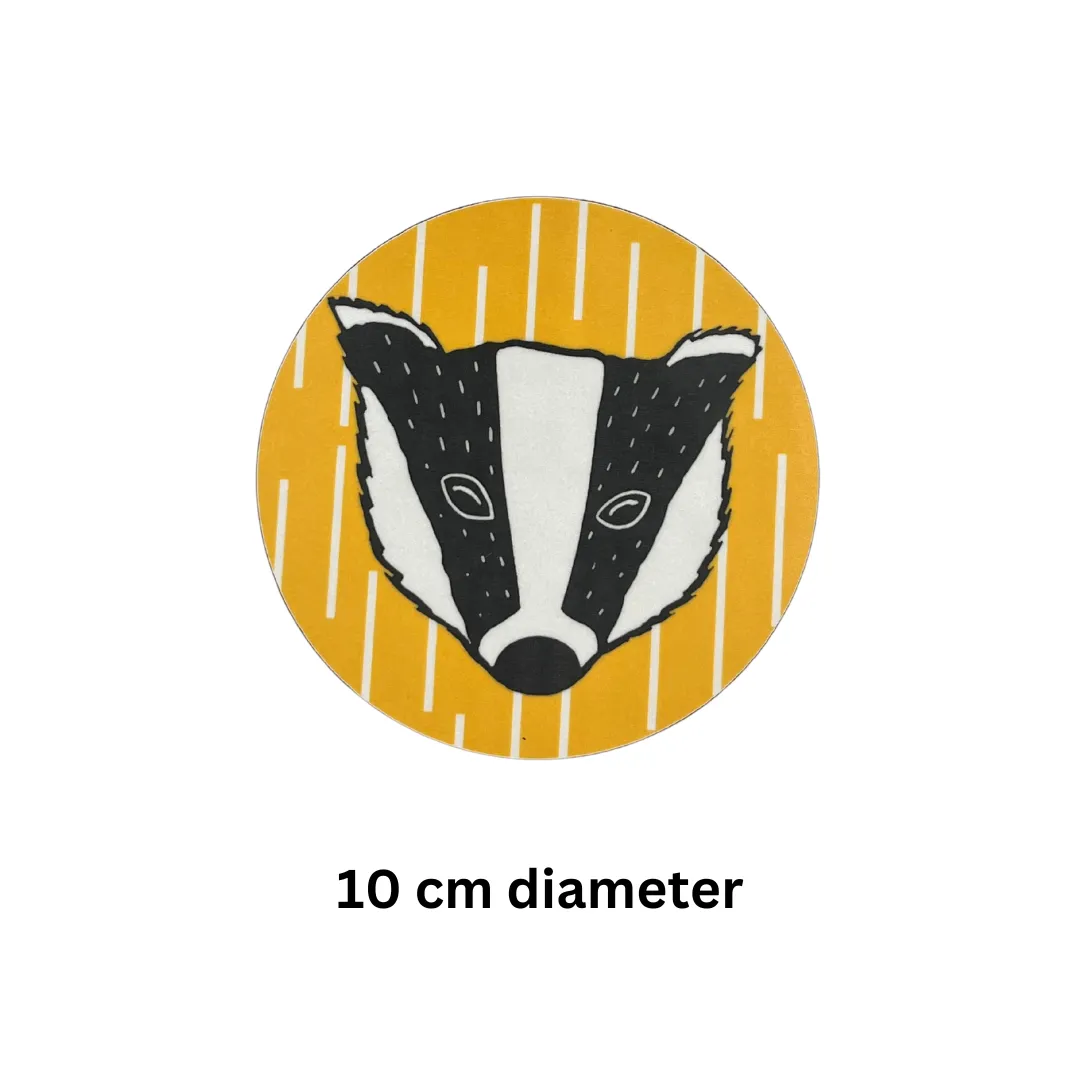 MELAMINE YELLOW BADGER COASTER (ROUND)