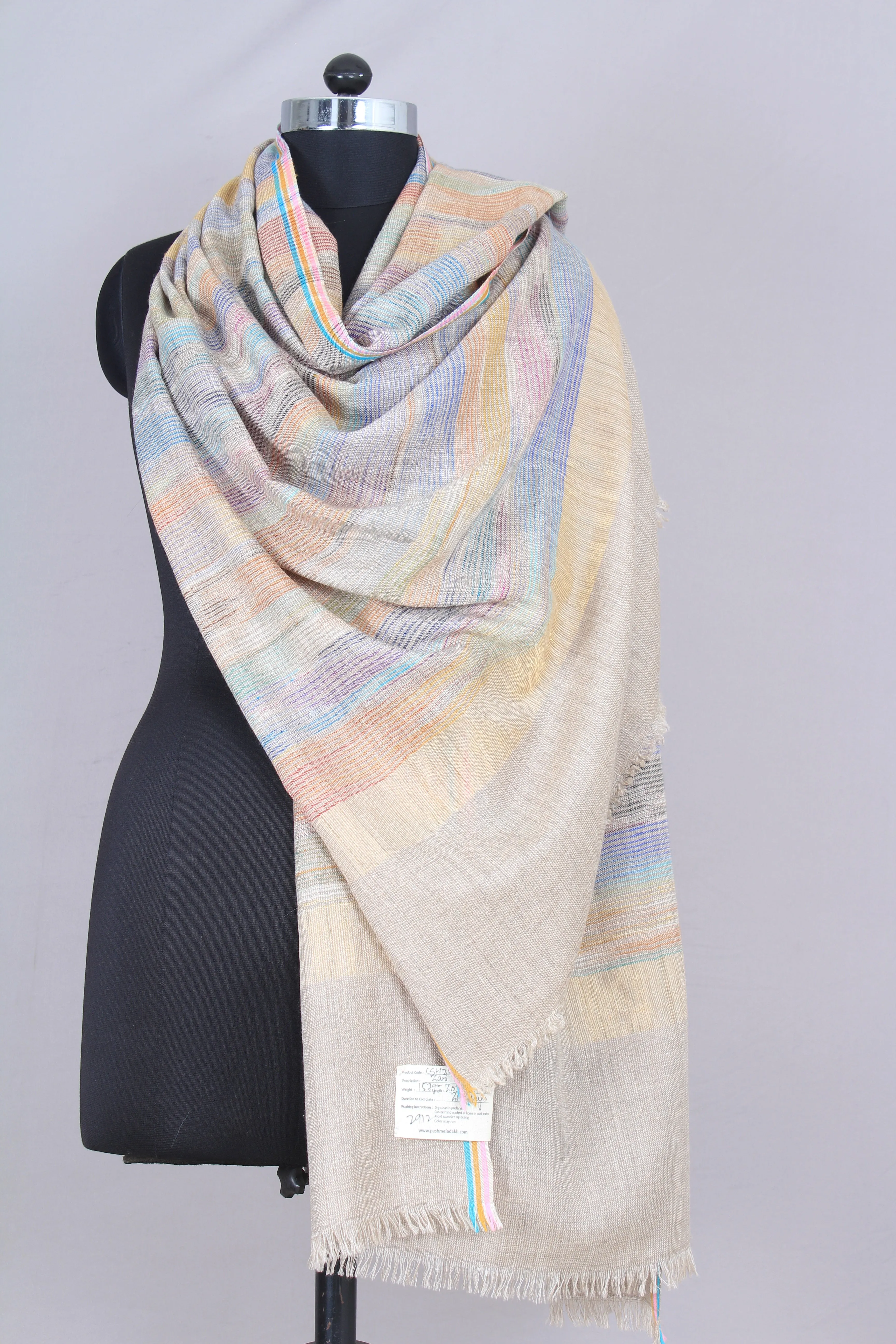 Melanie Metallic Strips Cashmere Shawls