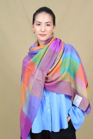 Melanie Windowpane Ikat Dyed Cashmere Stole