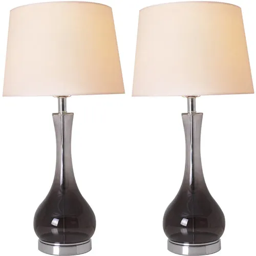 Melati Smoke Gray Ombre Glass Table Lamp 28" - Smoke Gray/White (Set of 2)