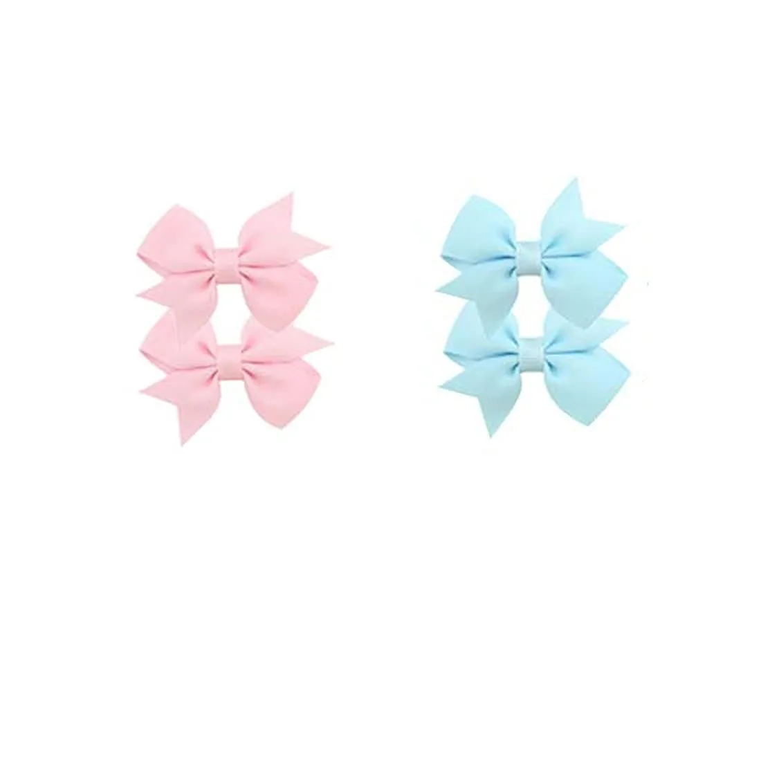 Melbees by Yellow Chimes Combo Set of 2 Soft Colors Pink and Blue Bow Hair Bands and Matching Hair Clips Pairs for Girls Kids Hair Accessories