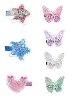 Melbees by Yellow Chimes Hair Clips for Girls 7 Pcs Hairclip Set for Kids Butterfly Charm Hair Clips Hair Accessories for Toddlers and Kids Girls.