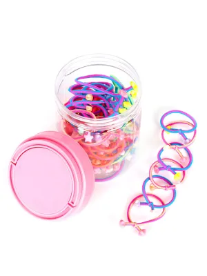 Melbees by Yellow Chimes Hair Rubber Bands for Girls Kids Hair Accessories for Girls Rubberbands Pony Holders 50 Pcs Multicolor Cute Charm Small Ponytail Holders with Storage Box for Girls Kids Teens