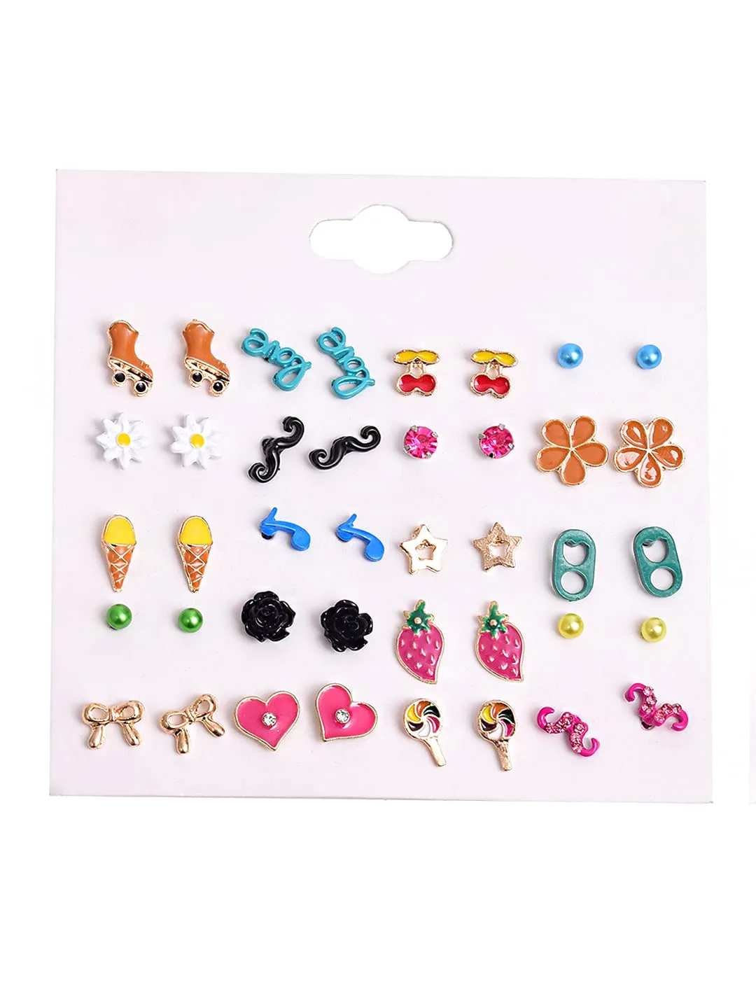 Melbees by Yellow Chimes Stud Earrings for Girls Set of 20 Pairs of Cute Shapes Combo Studs Earrings For Kids And Girls