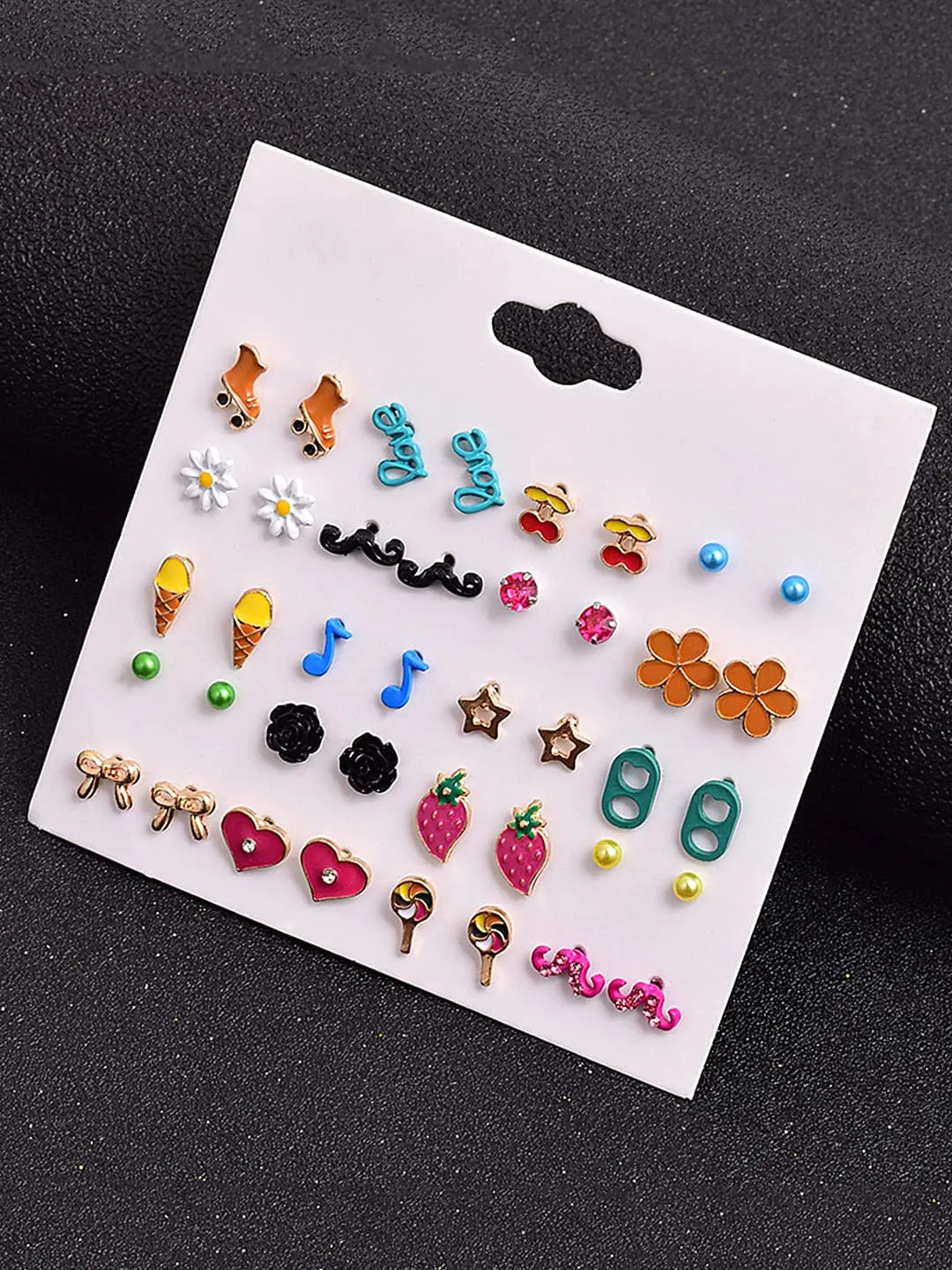 Melbees by Yellow Chimes Stud Earrings for Girls Set of 20 Pairs of Cute Shapes Combo Studs Earrings For Kids And Girls