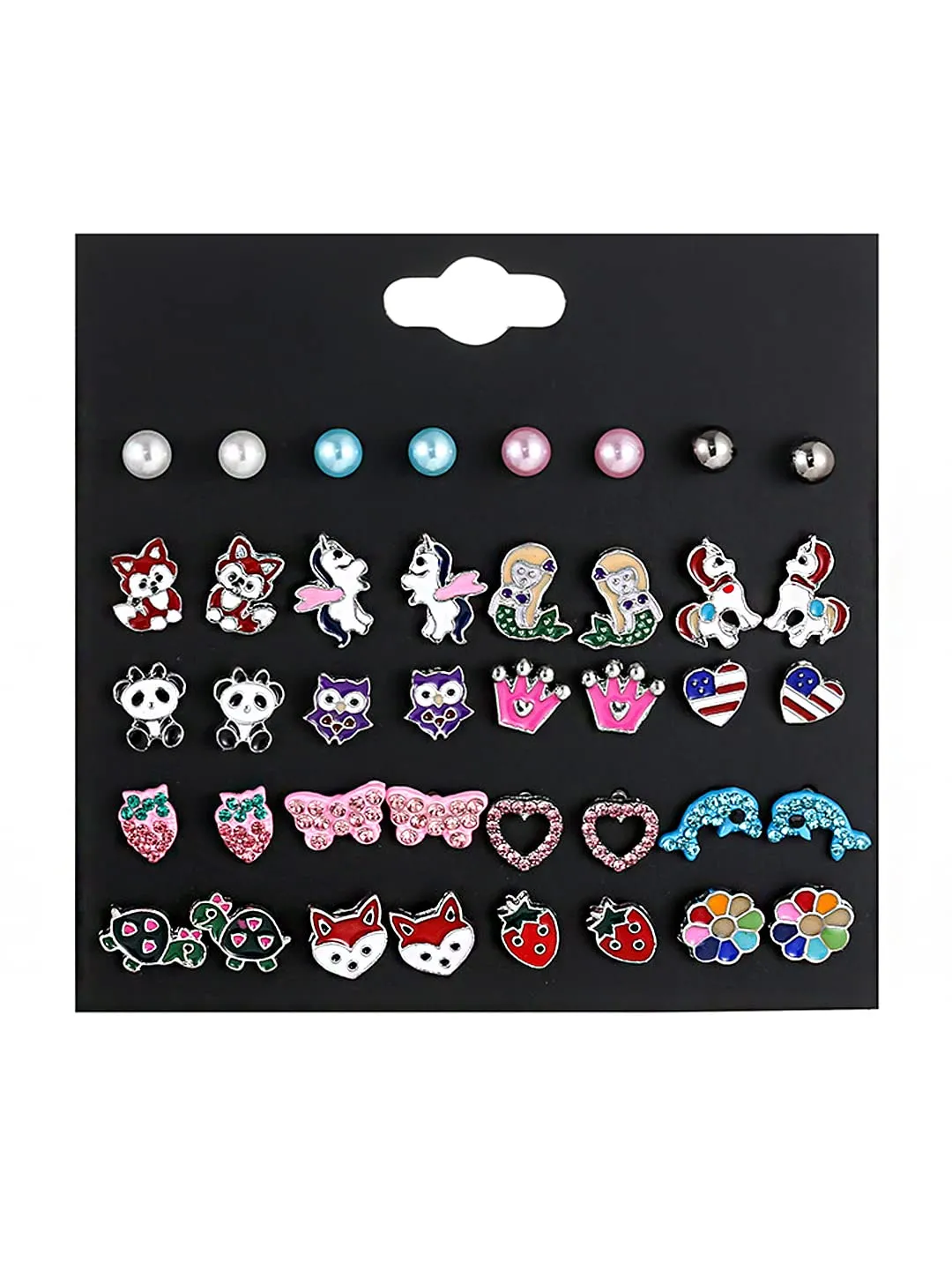 Melbees by Yellow Chimes Stud Earrings for Girls Set of 20 Pairs of Cute Shapes,Characters,Floral Shaped Combo Studs Earrings For Kids And Girls