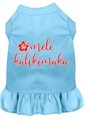 Mele Kalikimaka Screen Print Dog Dress Baby Blue Xxl