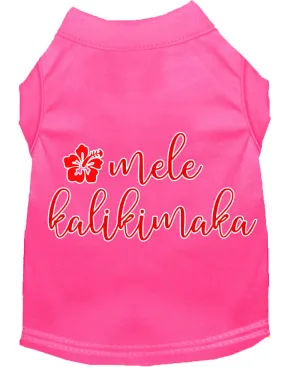 Mele Kalikimaka Screen Print Dog Shirt Bright Pink Xxl