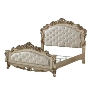 Melina King Bed, Fabric & Antique White