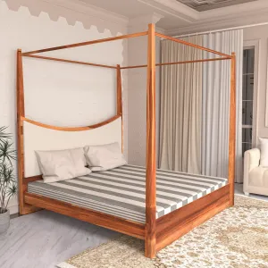 Melodious Long Sharp Pillar Sheesham Wooden Vintage Bed