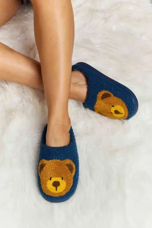 Melody Teddy Bear Print Plush Slide Slippers