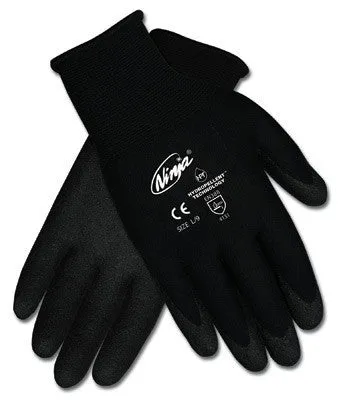 Memphis Medium Nija HPT 15 Gauge Hydropellant Dark Gray PVC, Foam And Sponge Coated Work Gloves With Black Nylon Liner