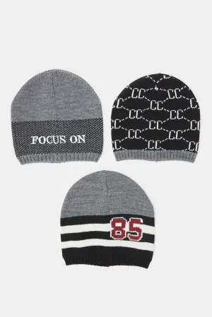 Men Assorted Knitted Cap Set (3 Piece)