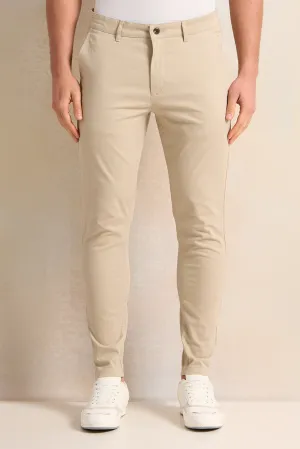 Men Beige Slim Fit Chino Trousers