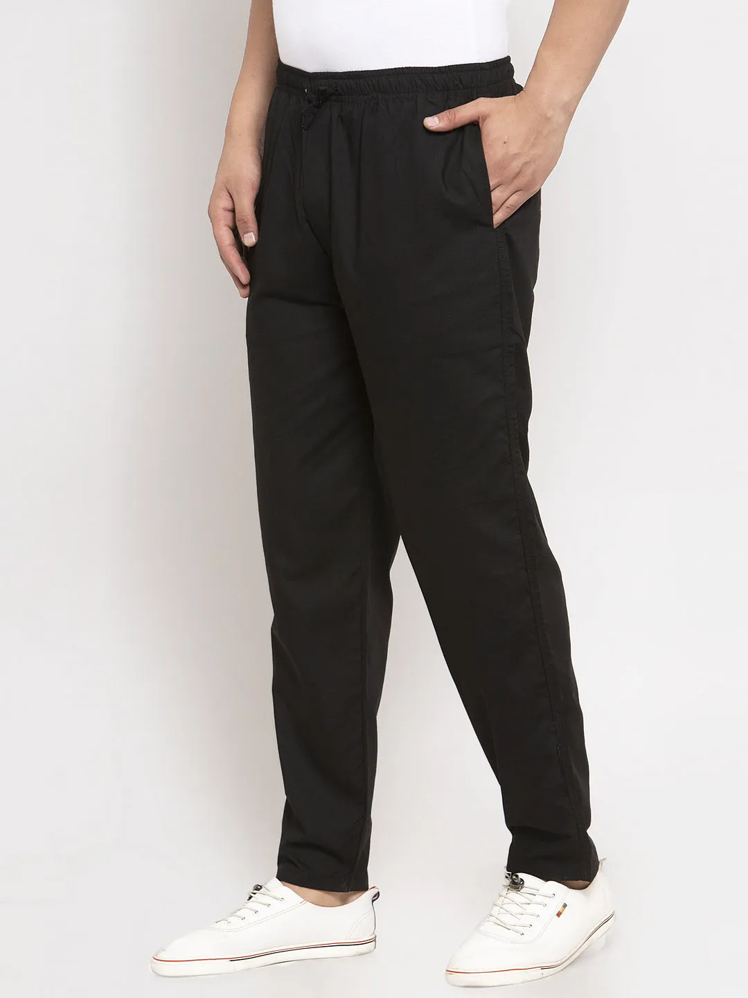 Men Black Solid Track Pants ( JOG 011Blackxxx ) - Jainish