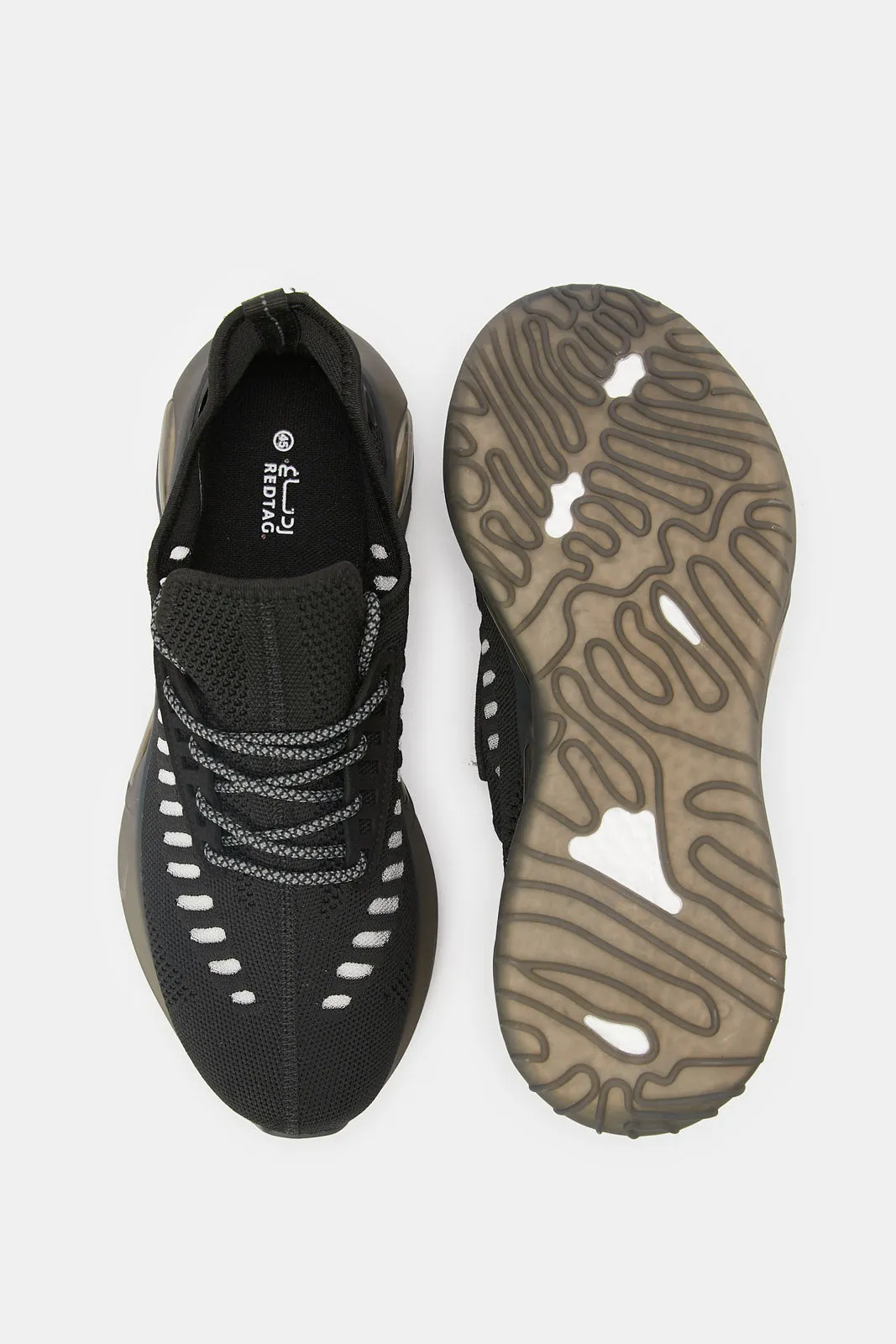 Men Black Translucent Sole Knit Sneaker