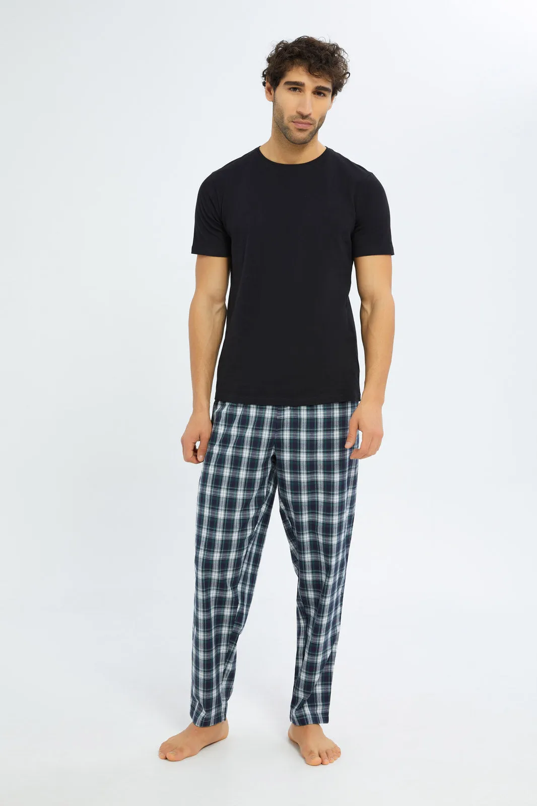 Men Blue Checked Pyjama Bottom