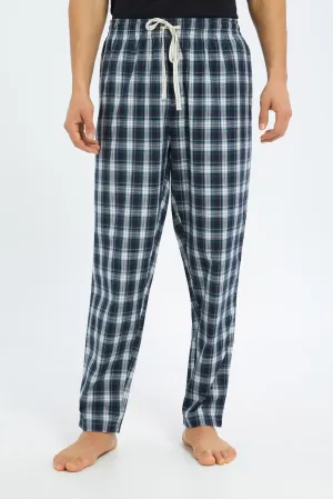 Men Blue Checked Pyjama Bottom