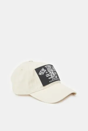 Men Cream Printed Cap