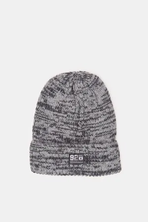 Men Grey Printed Knitted Cap