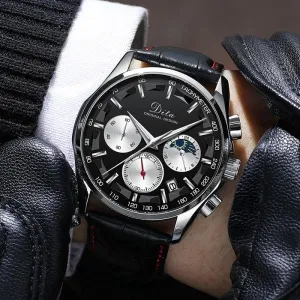 Men Multifunction Stereoscopic Dial Stainless Steel Sports Watches