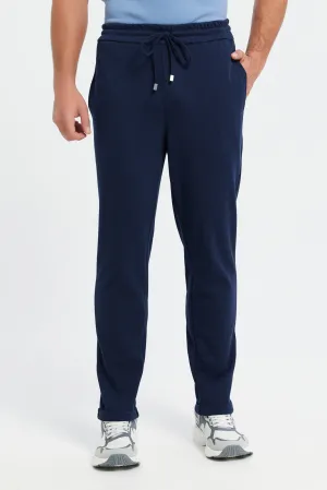 Men Navy Elasticated Waistband Active Trousers