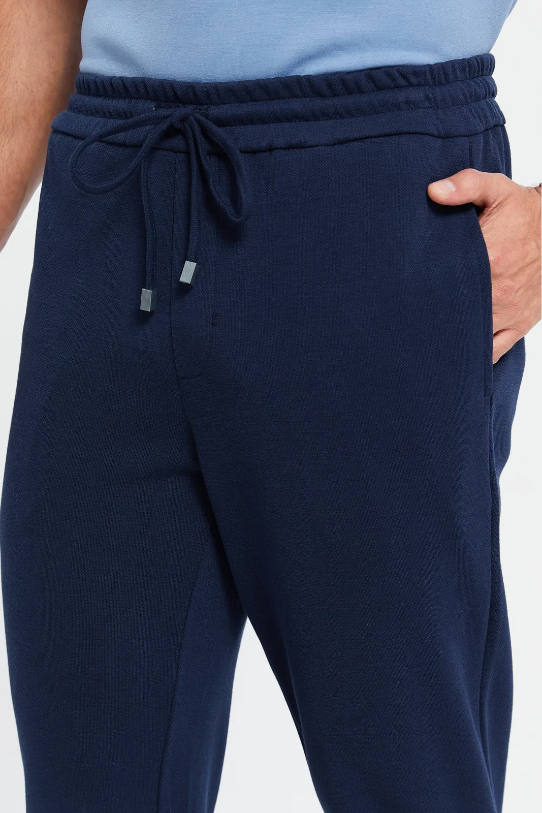 Men Navy Elasticated Waistband Active Trousers