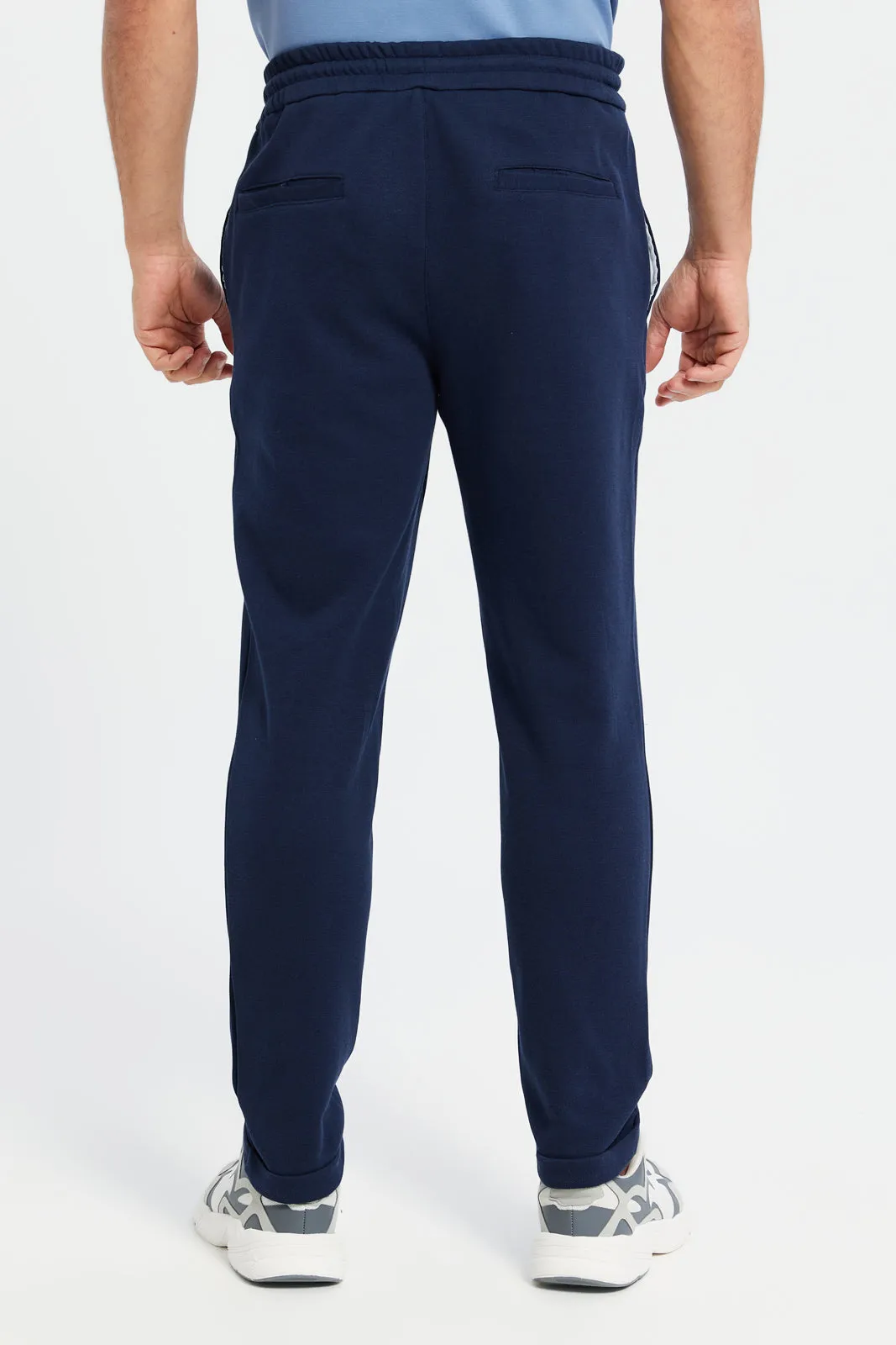 Men Navy Elasticated Waistband Active Trousers