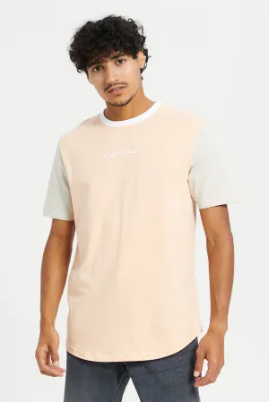 Men Pink And Mint Printed Oversized T-Shirt