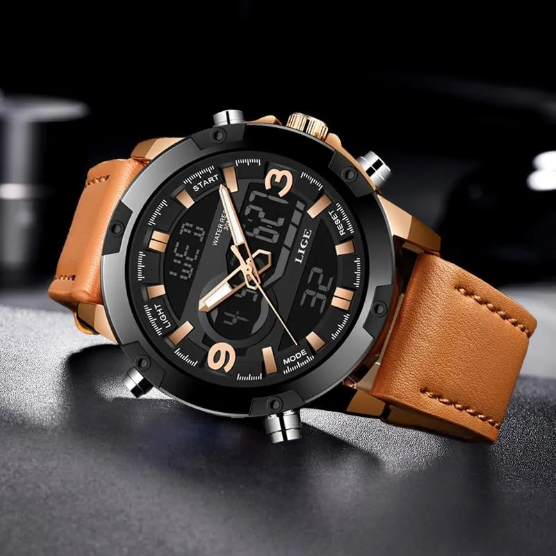 Men Quartz LED Digital Waterproof Military Watches