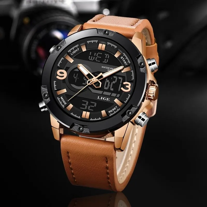 Men Quartz LED Digital Waterproof Military Watches